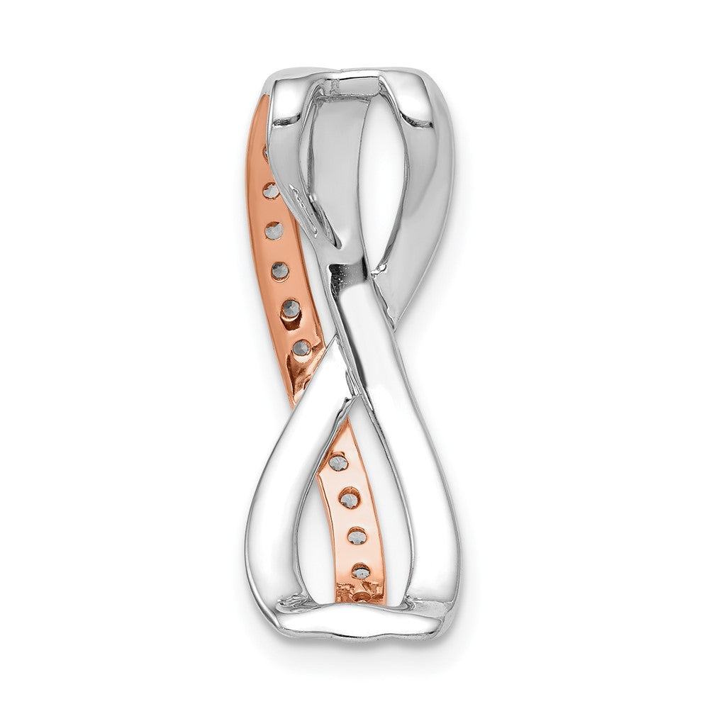 14k Rose and White Gold 1/5ct. Diamond Fancy Twisted Chain Slide