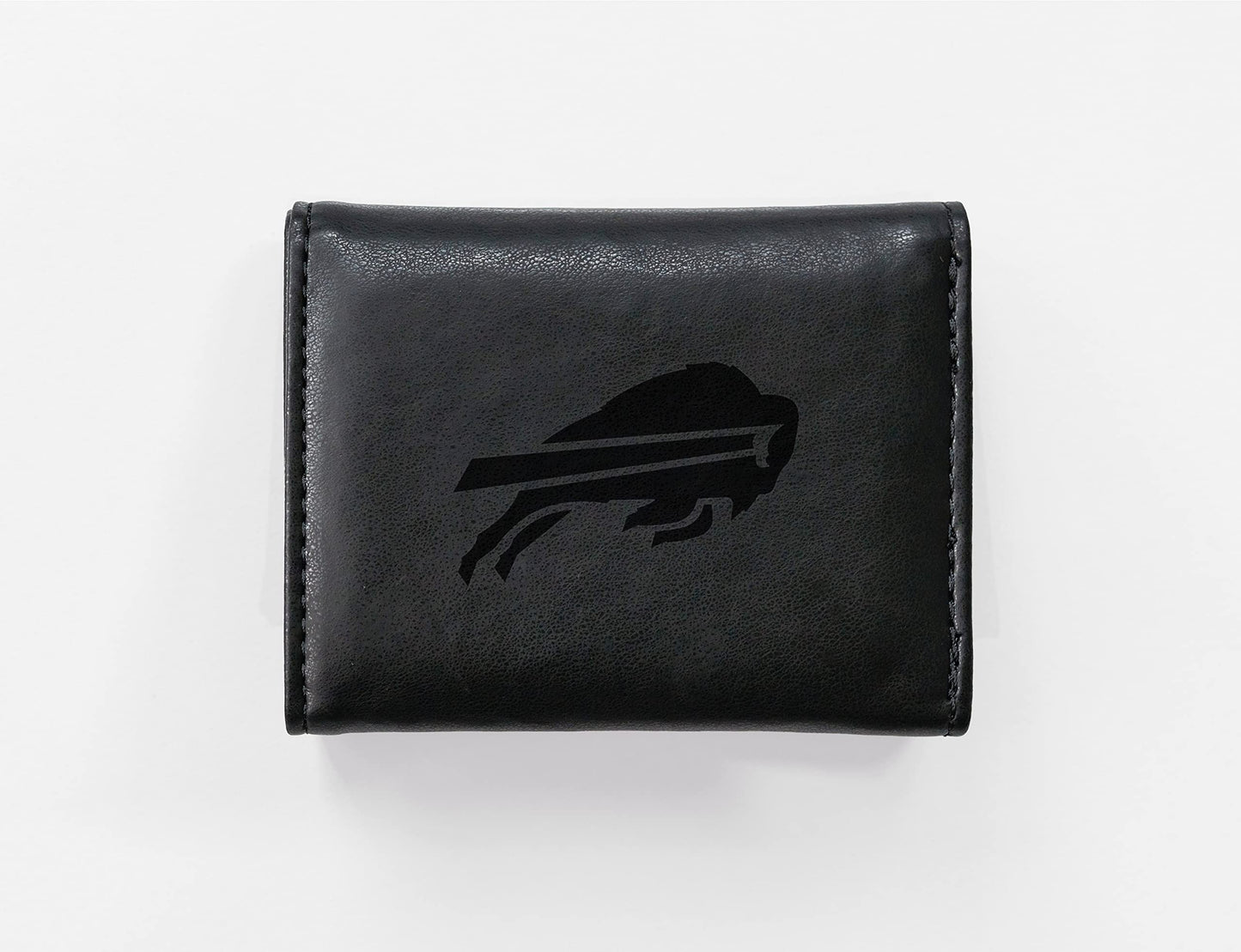 Football Rico Industries Buffalo Bills Black Laser Engraved Trifold Laser Engraved Tri-Fold Wallet - Men's Accessory