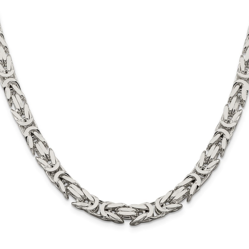 Sterling Silver 7.5mm Byzantine Chain 24 Inches
