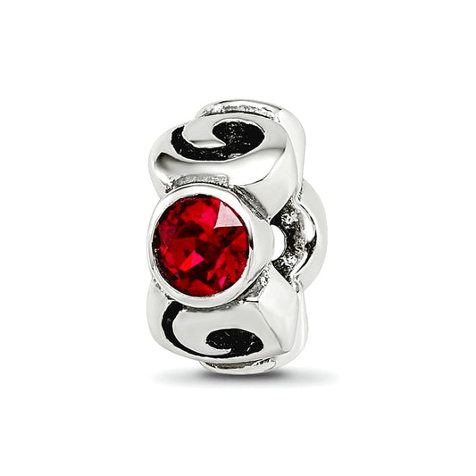 Sterling Silver Reflections January Red Preciosa Crystal Birthstone Bead