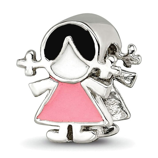 925 Sterling Silver Reflecitons Pink Dress Bead Charm 10x8.18mm Wide Pendant Necklace for Women