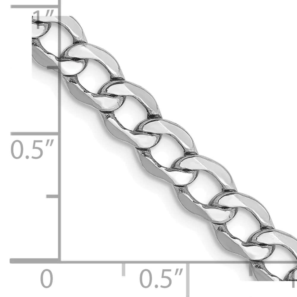 14K White Gold 18 inch 5.25mm Semi-Solid Curb with Lobster Clasp Chain