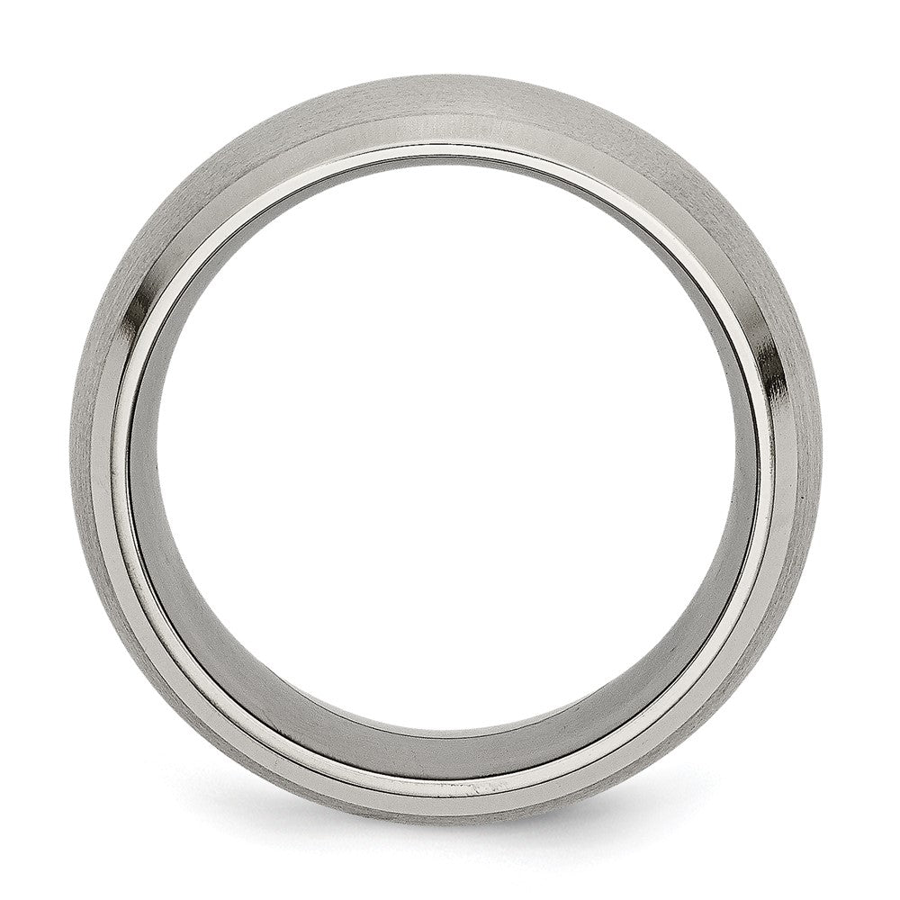 Titanium Satin and Polished 10mm Beveled Edge Band Size - 10.5