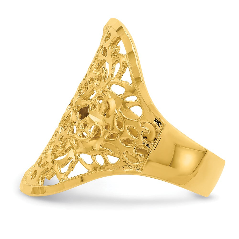 14K Polished Filigree Ring Size 7