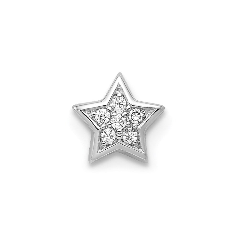 Silver Notes Sterling Silver Rhodium plated CZ Star Slide Charm