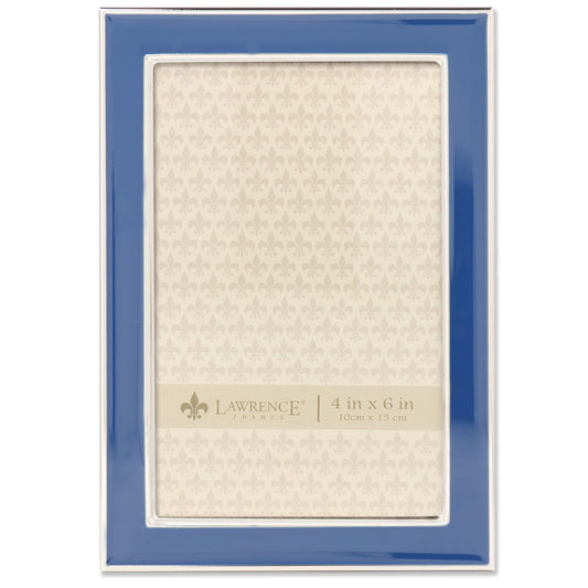 Lawrence Frames Silver Plated 4x6 Navy Enamel Picture Frame