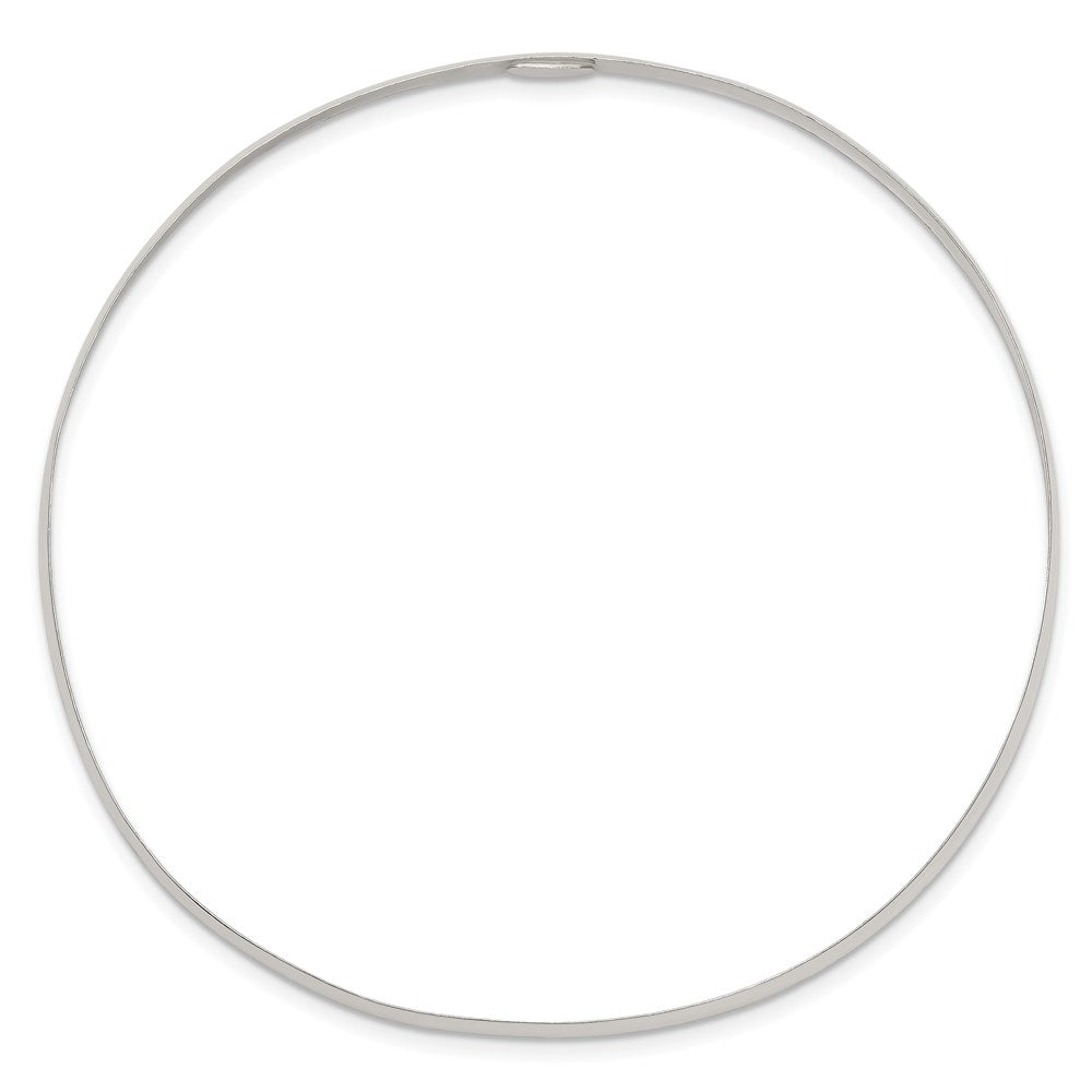 Sterling Silver 3mm Solid Polished Plain Slip-On Bangle Bracelet 7 inches