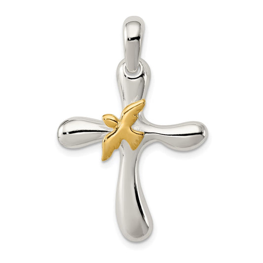 Sterling Silver & Vermeil Dove Cross Pendant