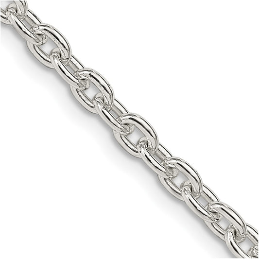 Sterling Silver 3.5mm Cable Chain 36 Inches