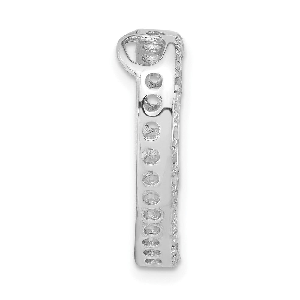 Sterling Silver Polished CZ Mom Heart Slide