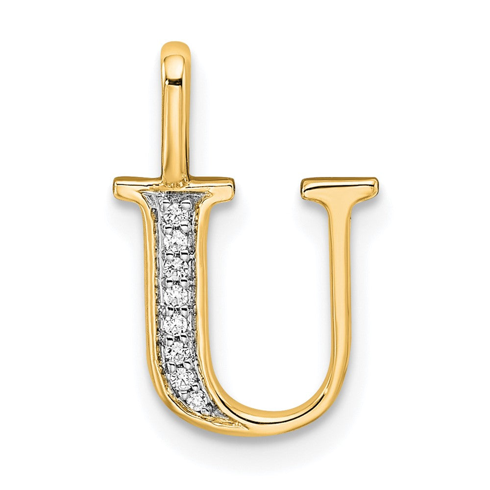 14k Diamond Letter U Initial Pendant