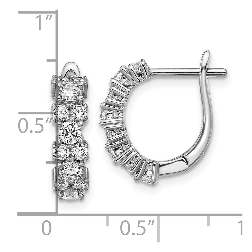 Cheryl M Sterling Silver Rhodium-plated Polished Fancy CZ Hinged Hoop Earrings