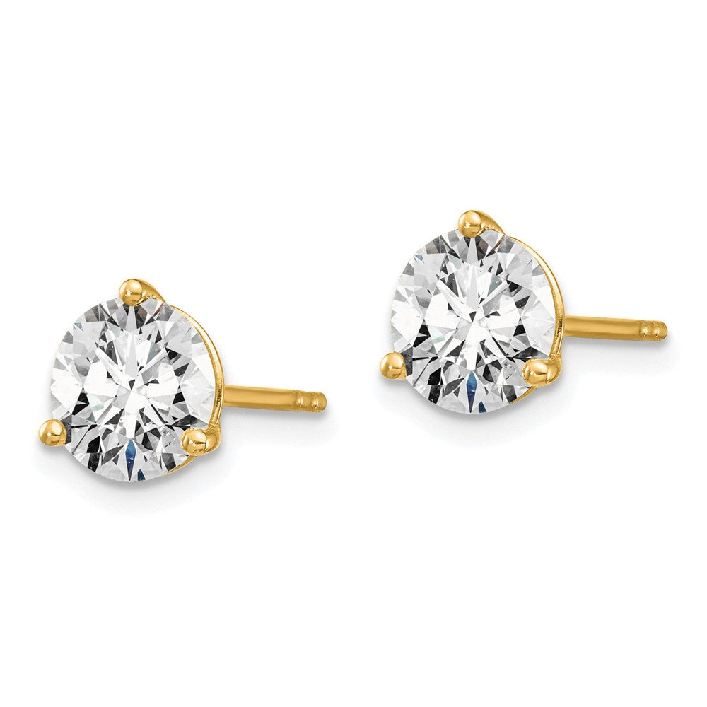 14k Yellow Gold 1 3/8 ctw Lab Grown Diamond VS+ F+ Round 3 Prong Heavy Wt. Stud Earrings