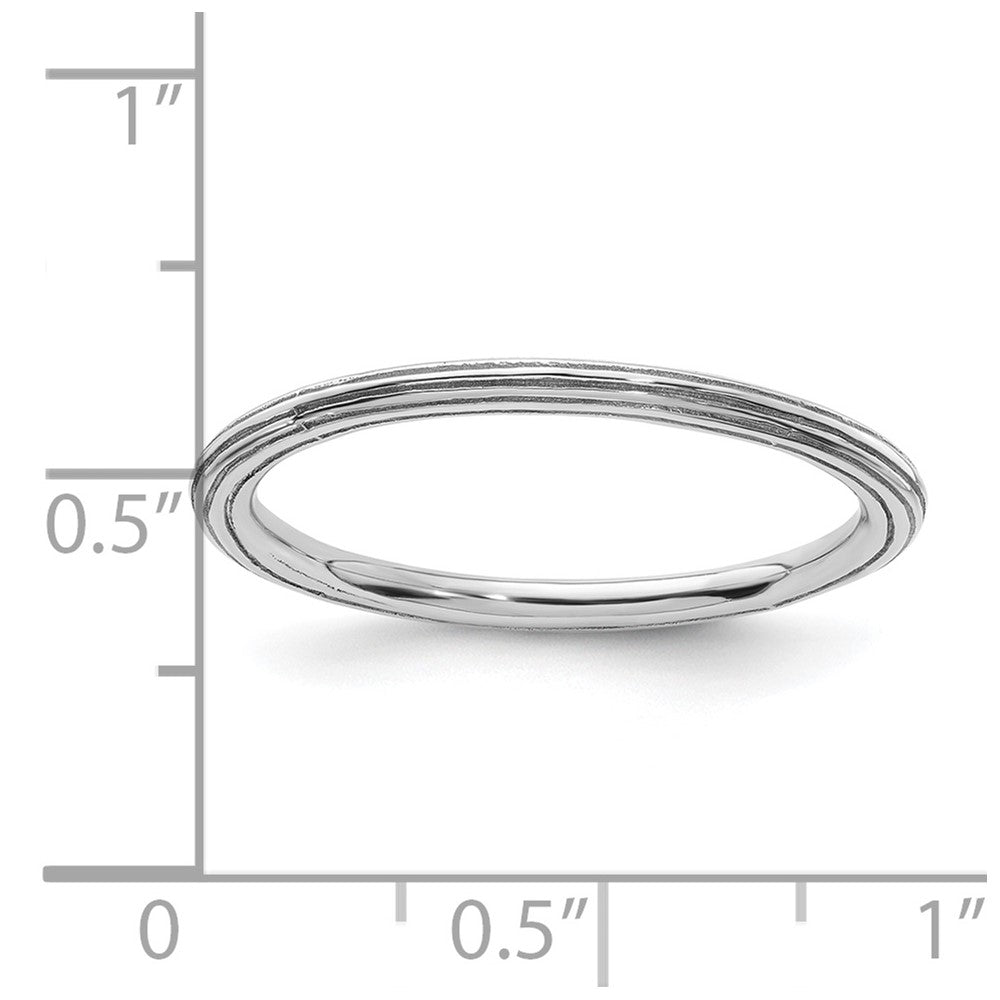 Sterling Silver Stackable Expressions Rhodium Step-down Ring Size -10