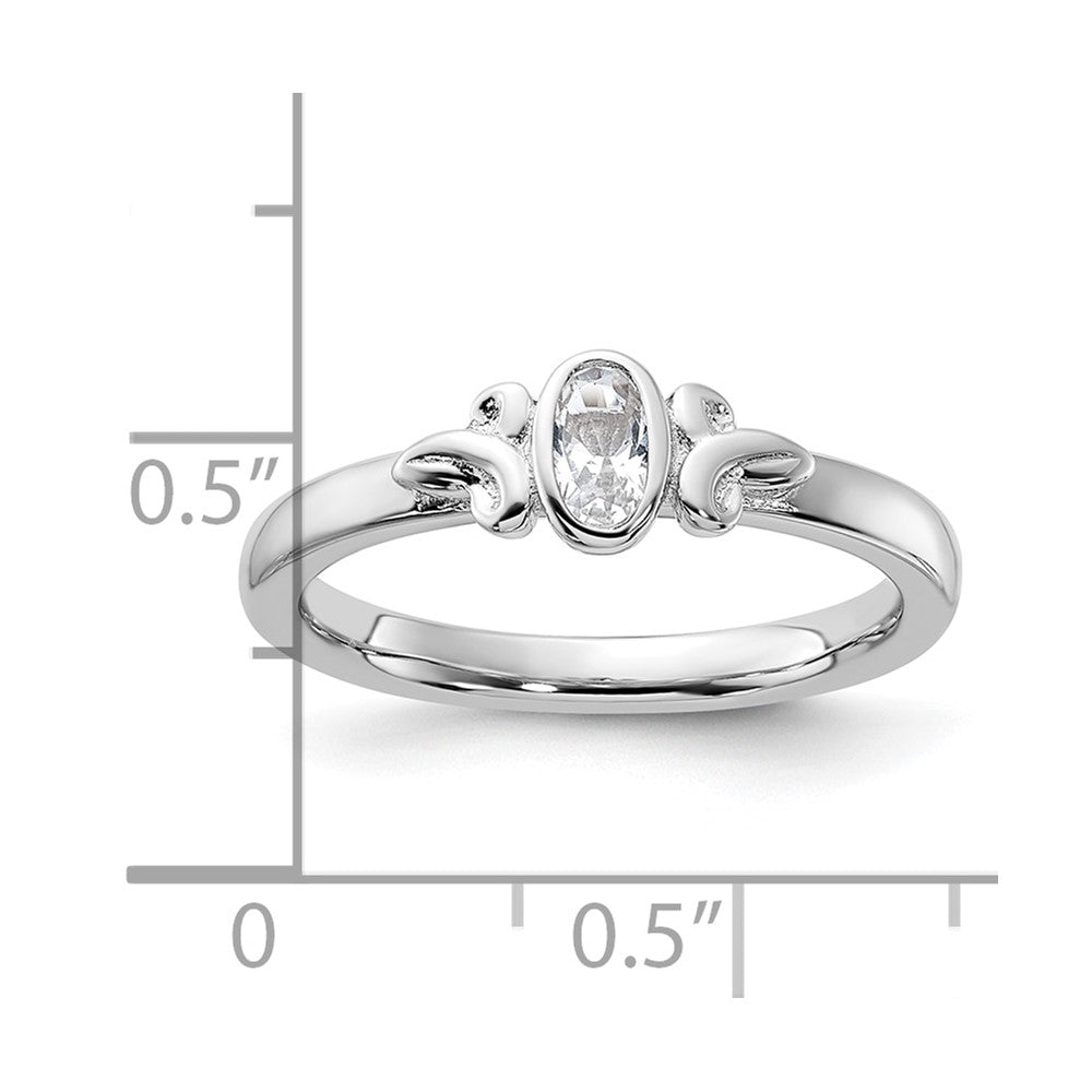 Sterling Silver Stackable Expressions Created White Sapphire Ring Size -5