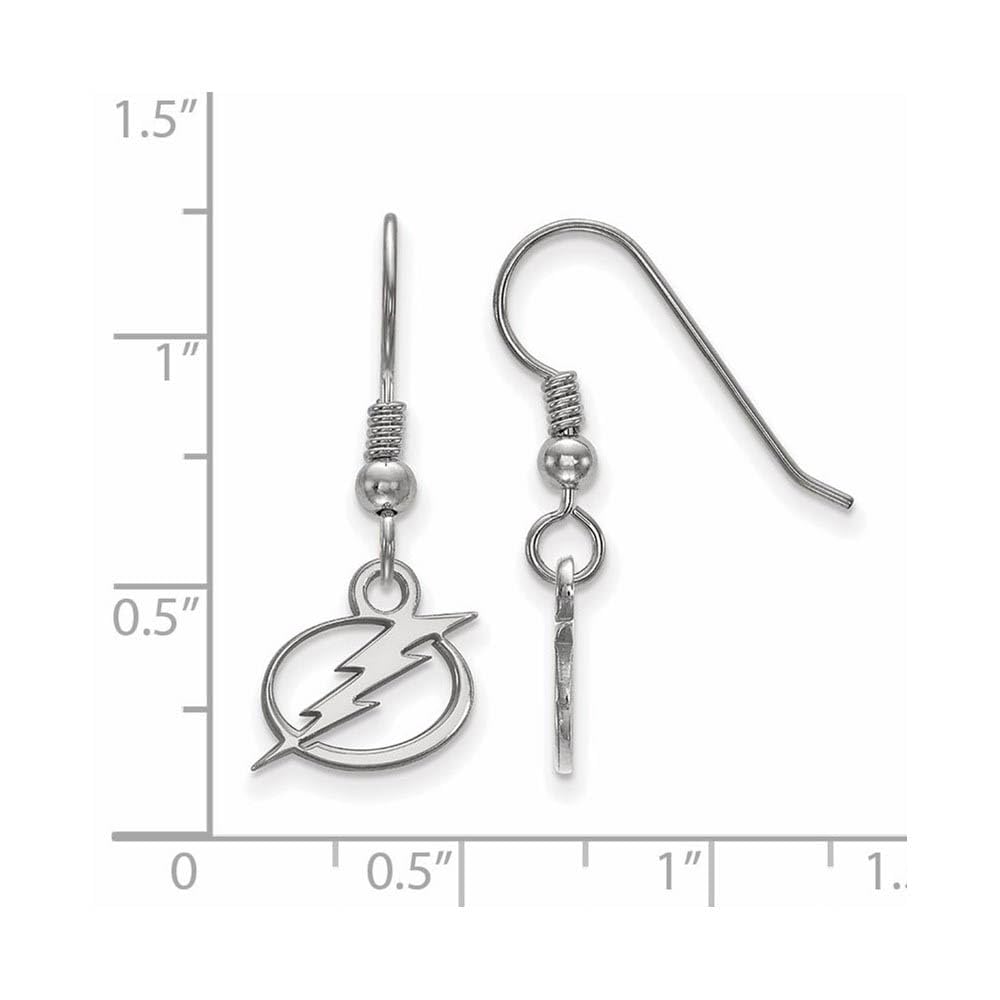 Sterling Silver Rhodium Plated NHL Tampa Bay Lightning XS Dangle Earrings