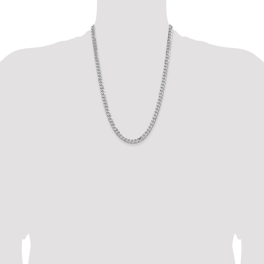 Sterling Silver Rhodium-plated 6.5mm Curb Chain 24 Inches