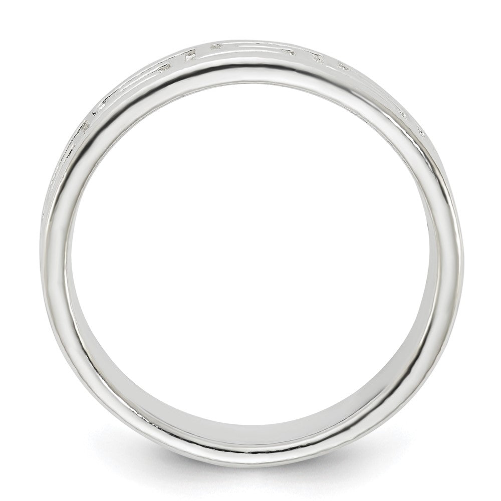 Sterling Silver Polished Greek Key Design Ring