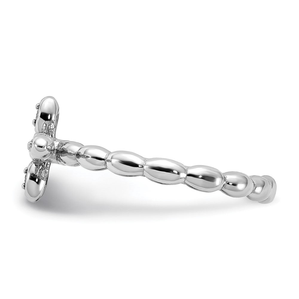 Sterling Silver Stackable Expressions Rhodium-plated White Topaz Cross Ring Size -6