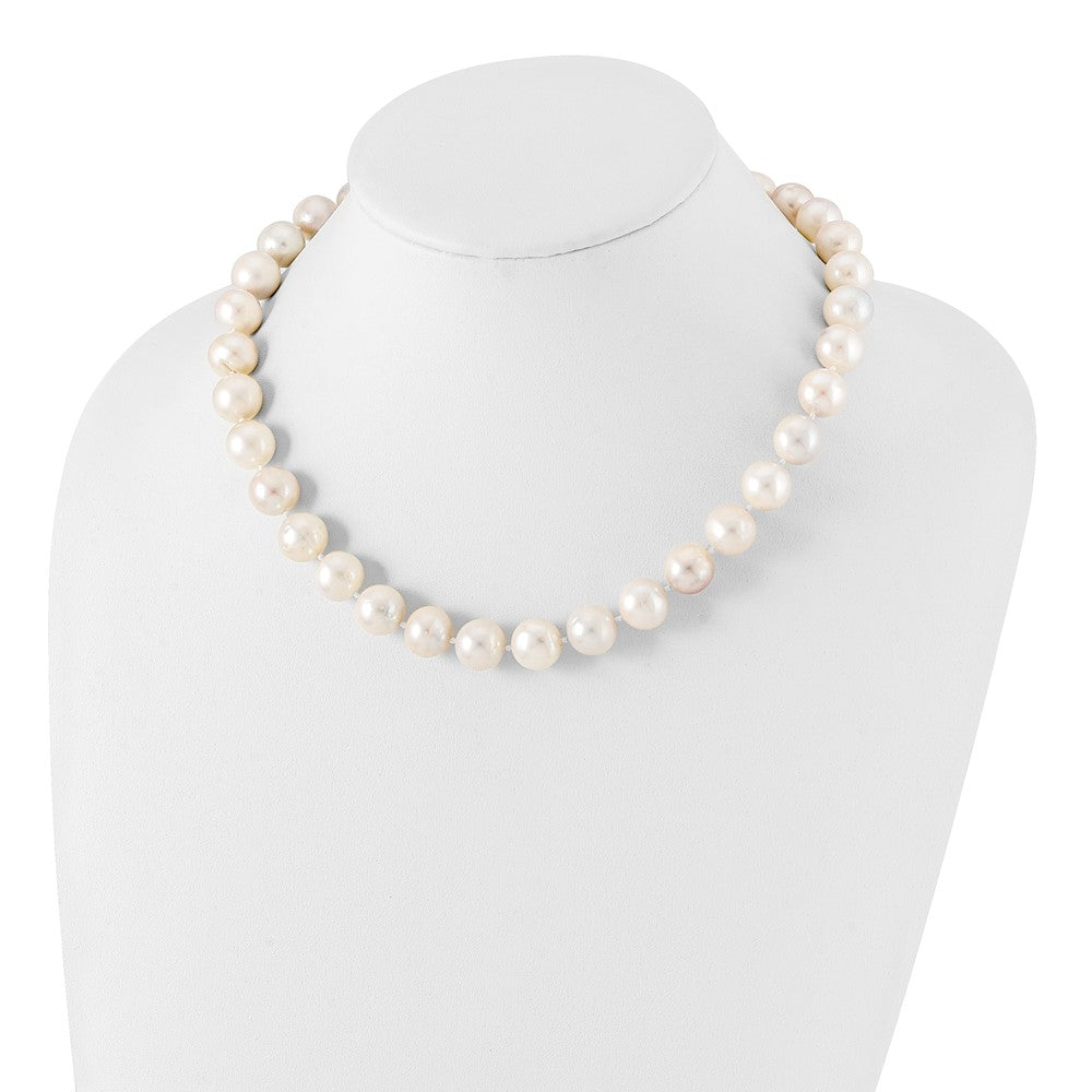 Sterling Silver Rhodium-plated 12-13mm White Near-Round Freshwater Cultured Pearl 20 inch Necklace 20 Inches