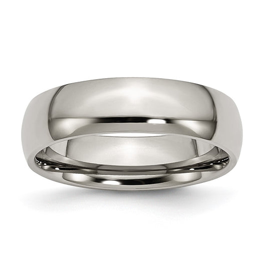 Titanium Polished 6mm Half Round Band Size - 9