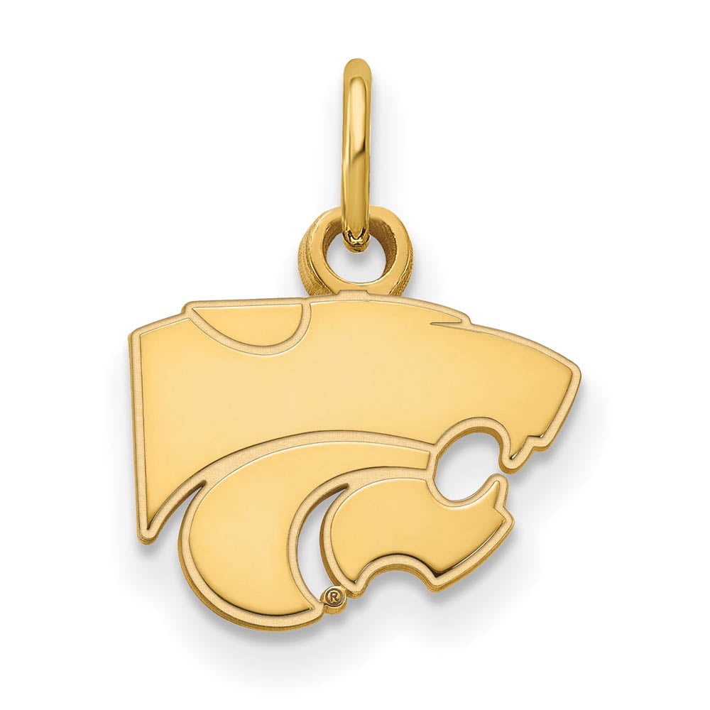 Sterling Silver Gold-plated LogoArt Kansas State University Wildcat Extra Small Pendant Q-GP001KSU