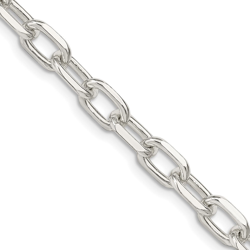 Sterling Silver 6.65mm Diamond-cut Long Link Cable Chain 24 Inches