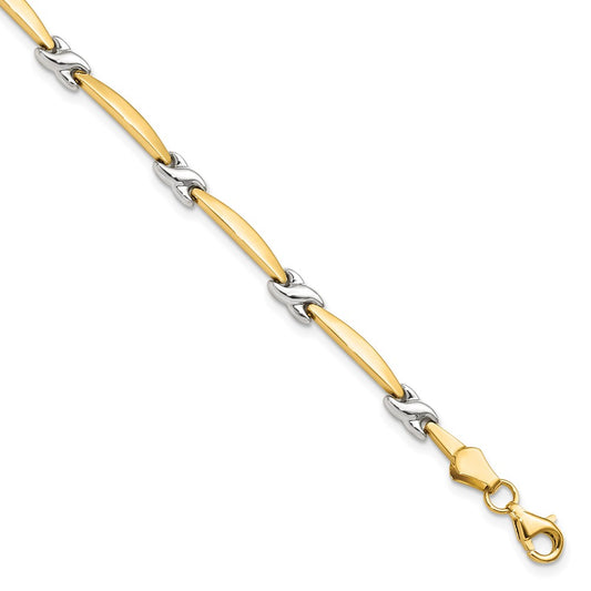 14K w/Rhodium D/C Fancy Bracelet