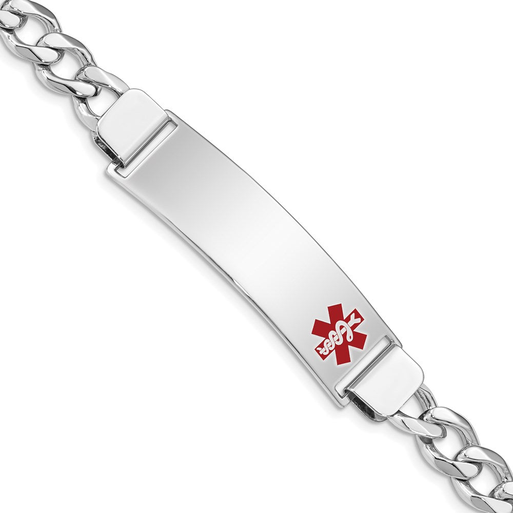 Sterling Silver Rhodium-plated Medical ID Curb Link Bracelet 7 inches