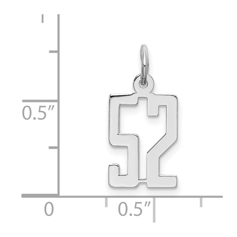 Sterling Silver/Rhodium-plated Elongated Number 52 Charm