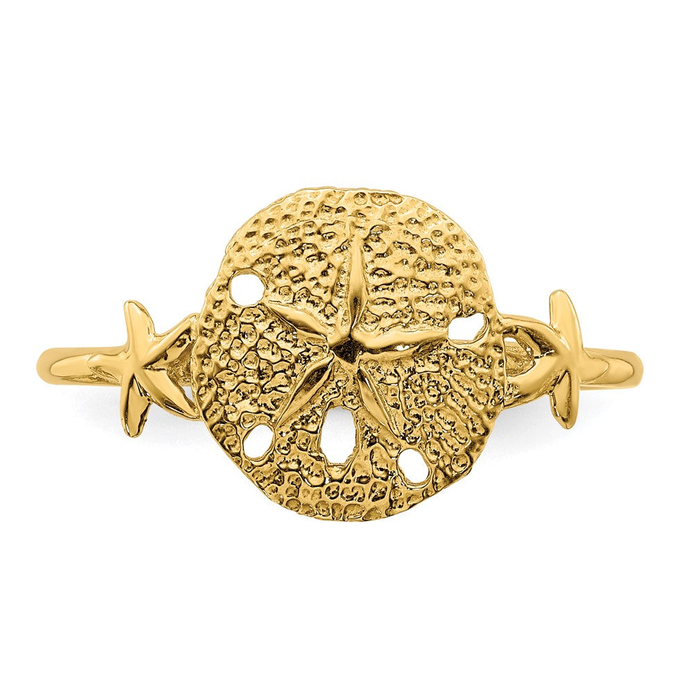 14K Polished Sand Dollar Ring Size 7