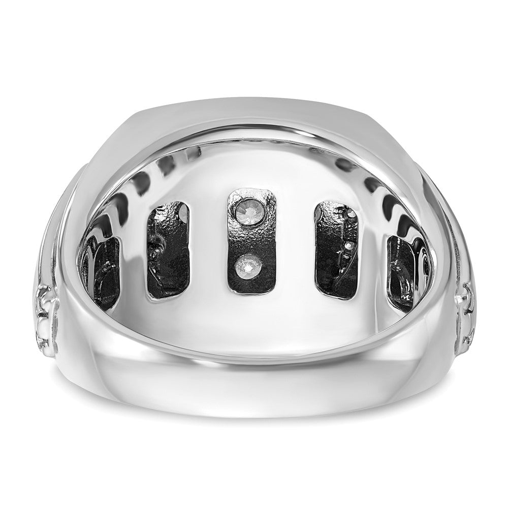 IBGoodman 14k White Gold 1 carat Lab Grown Diamond VS/SI+ G+ Complete Men's Polished and Satin Cluster Ring