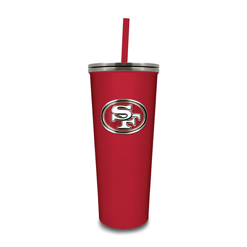 NFL San Francisco 49ers Stainless Steel 24 ounce Skinny Tumbler with Emblem and Straw