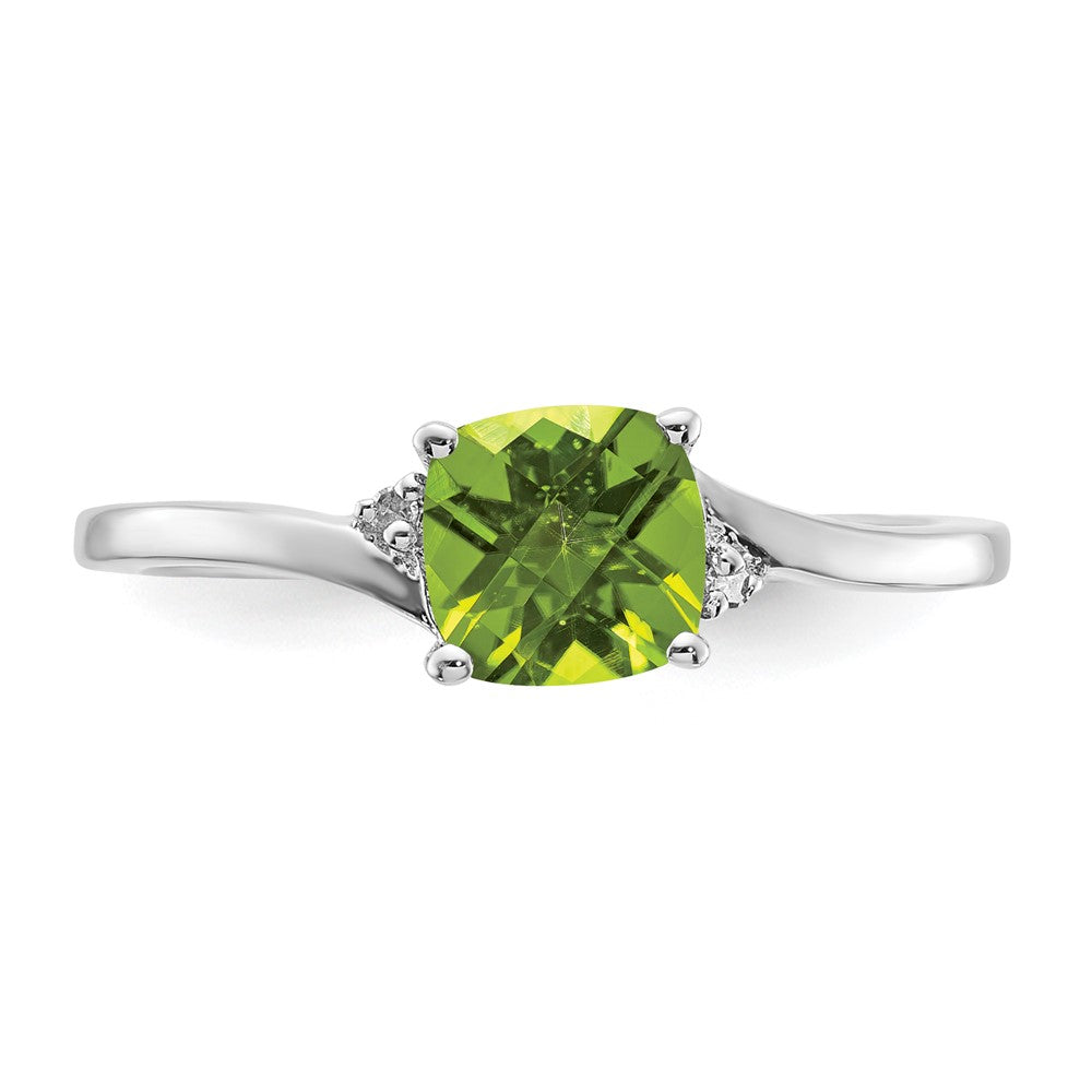 Sterling Silver Peridot & Diamond Ring