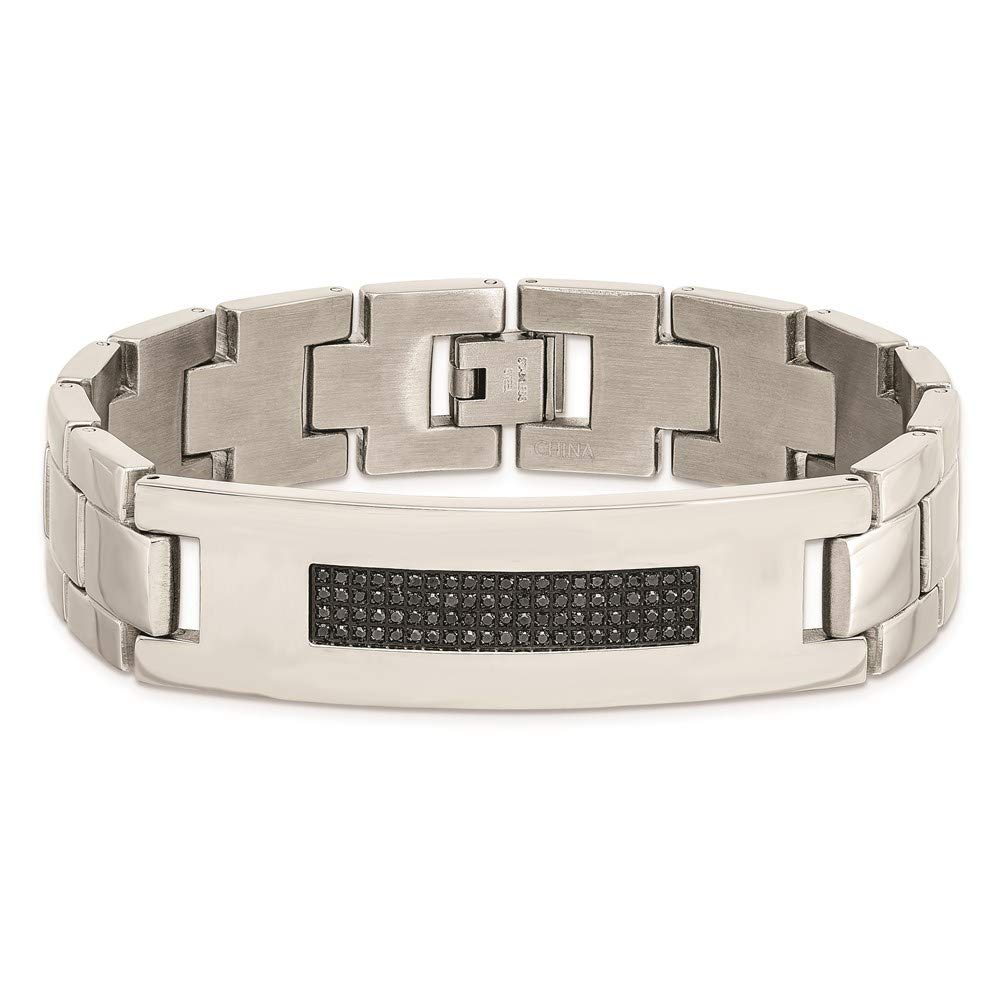Stainless Steel Polished 1/2ct tw. Diamond 8.25in Bracelet 8.25 inches