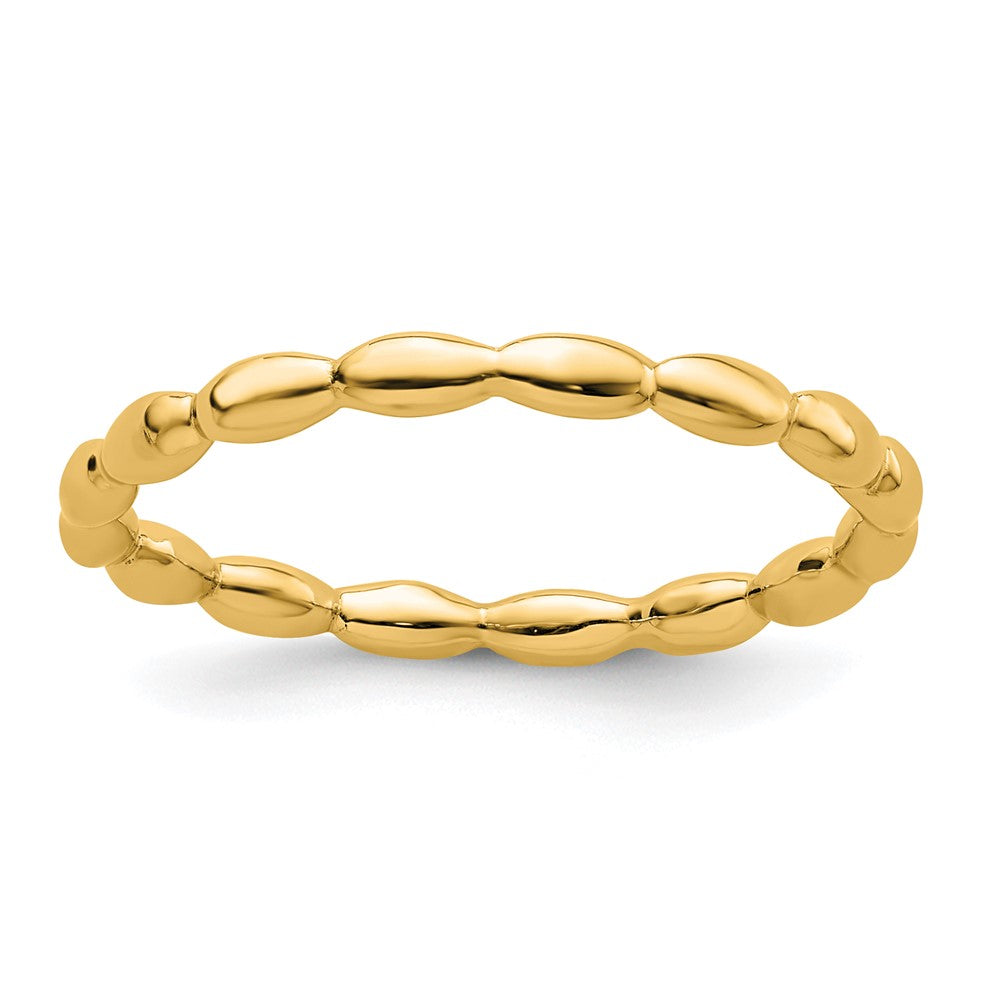 Sterling Silver Stackable Expressions Gold-plated Rice Ring Size -9
