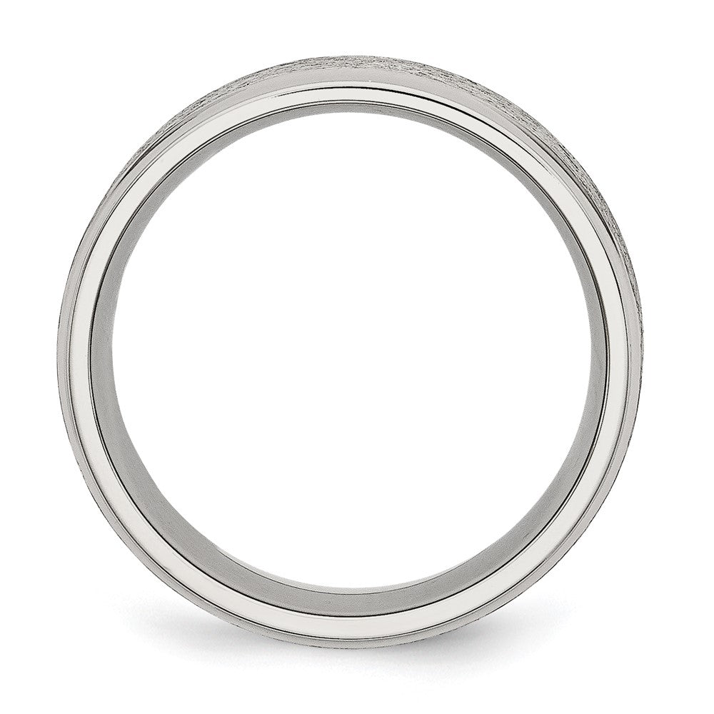 Stainless Steel Polished w/Grain Finish Center 8mm Ridged Edge Band Size - 9.5