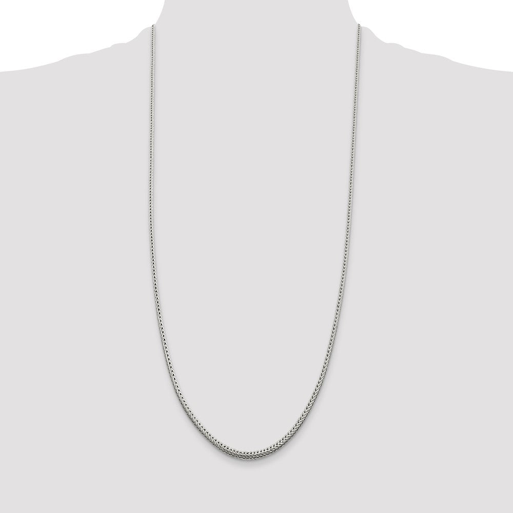 Sterling Silver 2.5mm Diamond-cut Round Franco Chain 30 Inches