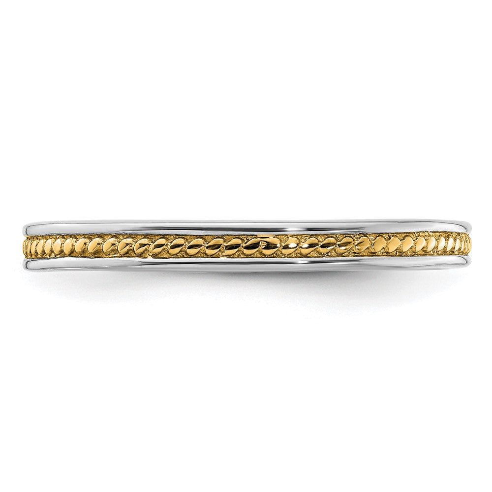 Sterling Silver Stackable Expressions Gold-plated Channeled Ring Size -8