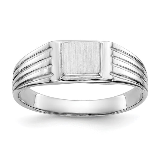 14k White Gold 5.25x5.0mm Childs Open Back Signet Ring Size 5.5