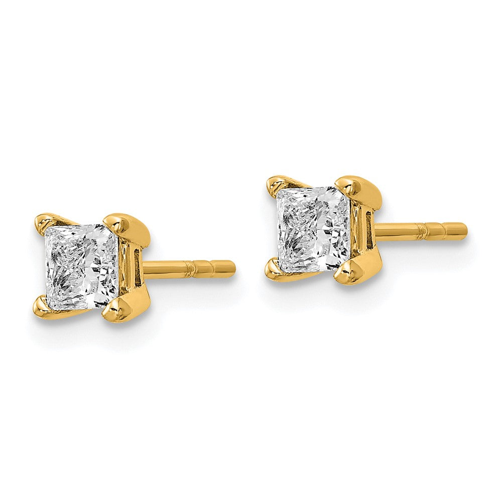 14k Yellow Gold 2/3 ctw Lab Grown Diamond VS+ F+ Princess 4 Prong Heavy Wt. Stud Earrings