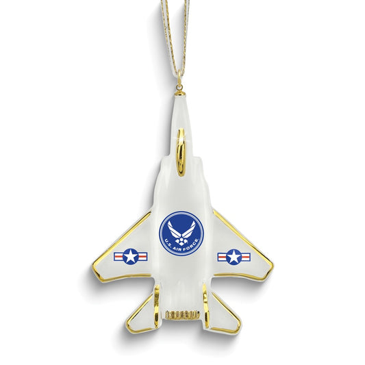 Glass Baron Air Force F-15 Jet Handcrafted Glass Ornament