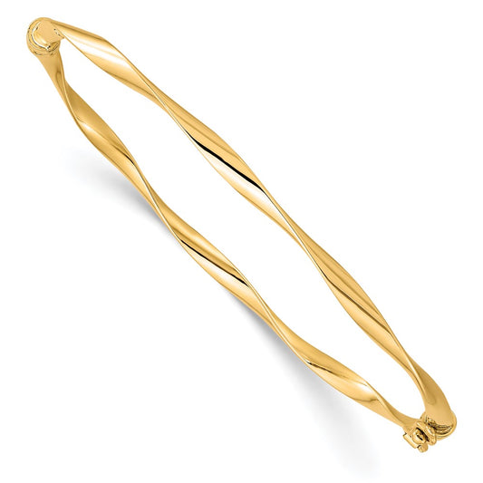 10K Polished Hinged Bangle 7  inches