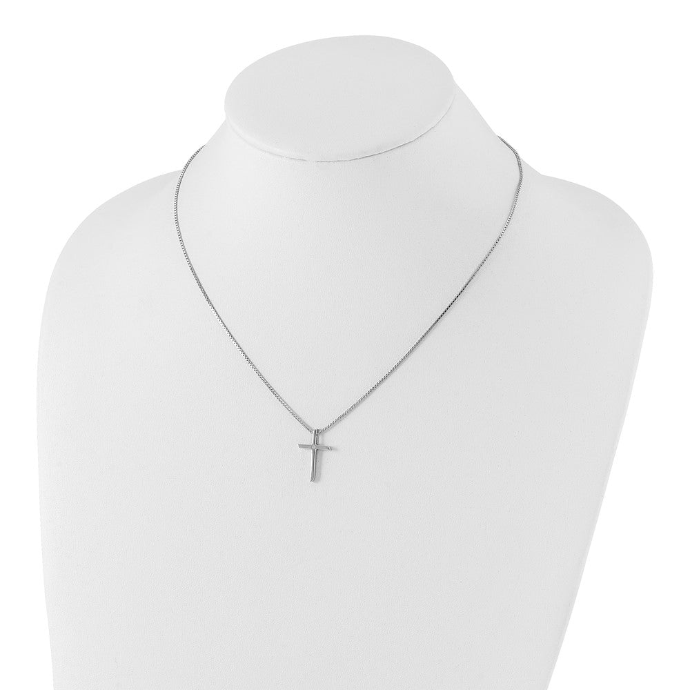 White Ice Sterling Silver Rhodium-plated 18 Inch Diamond Cross Necklace with 2 Inch Extender 18 Inches