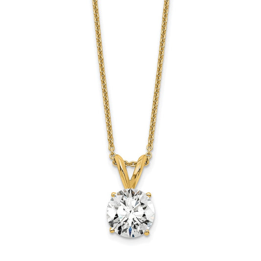 14k 1 carat Certified Lab Grown Diamond VS+ F+ Round Complete Four Prong 18 inch Solitaire Pendant Necklace