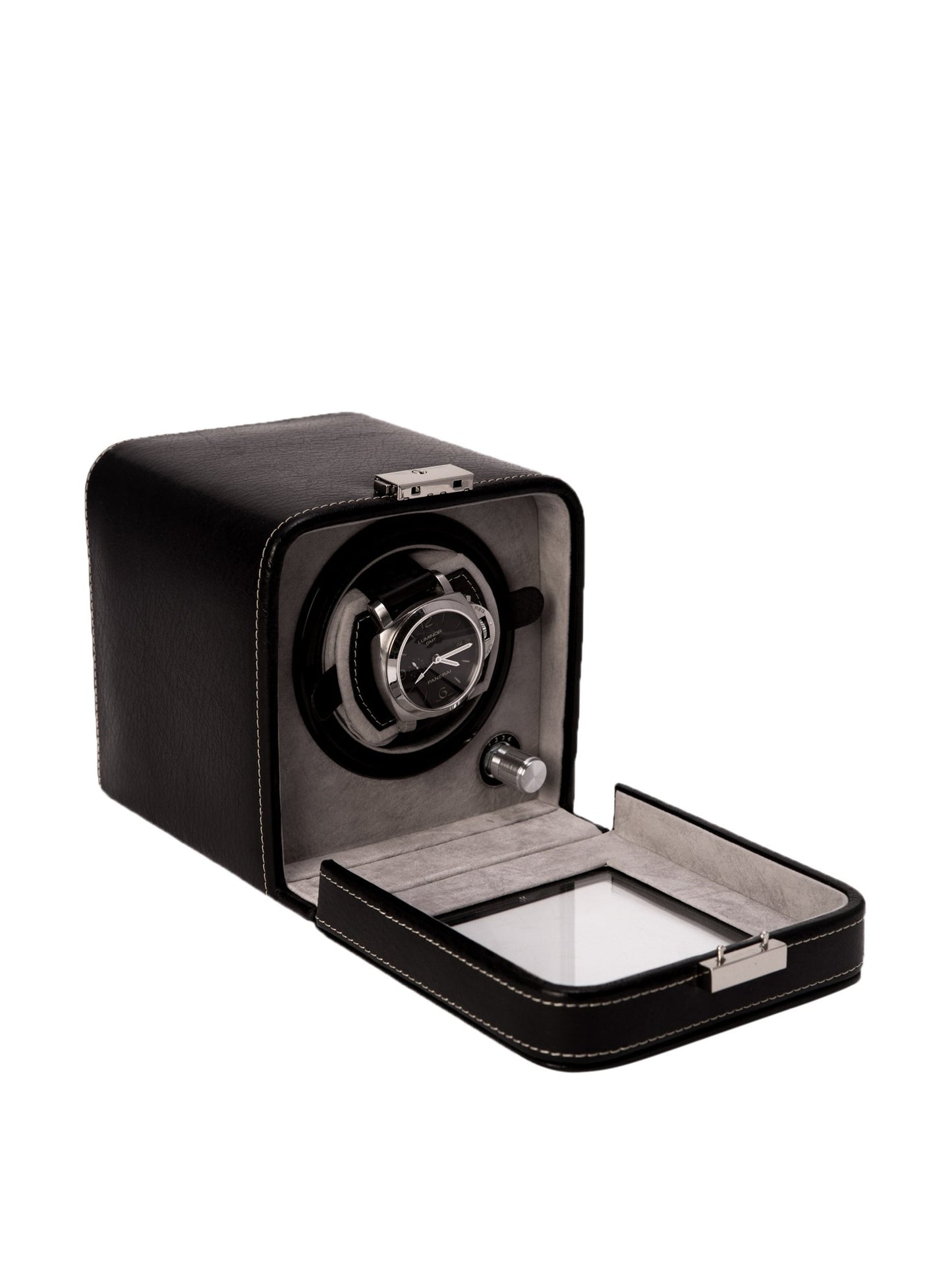 Black Leather Watch Winder - 6L x 5.25W x 5.5H in.