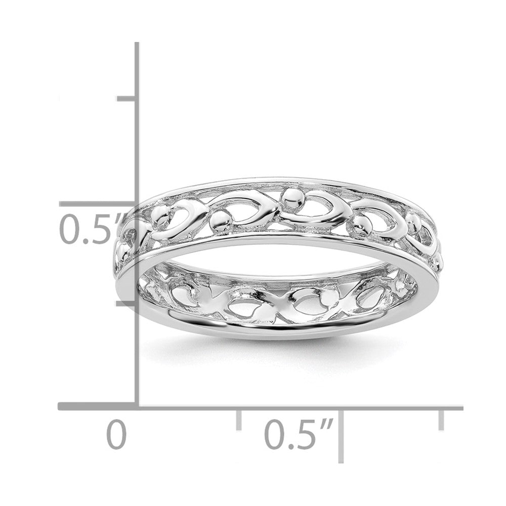 Sterling Silver Stackable Expressions Carved Ring Size -10