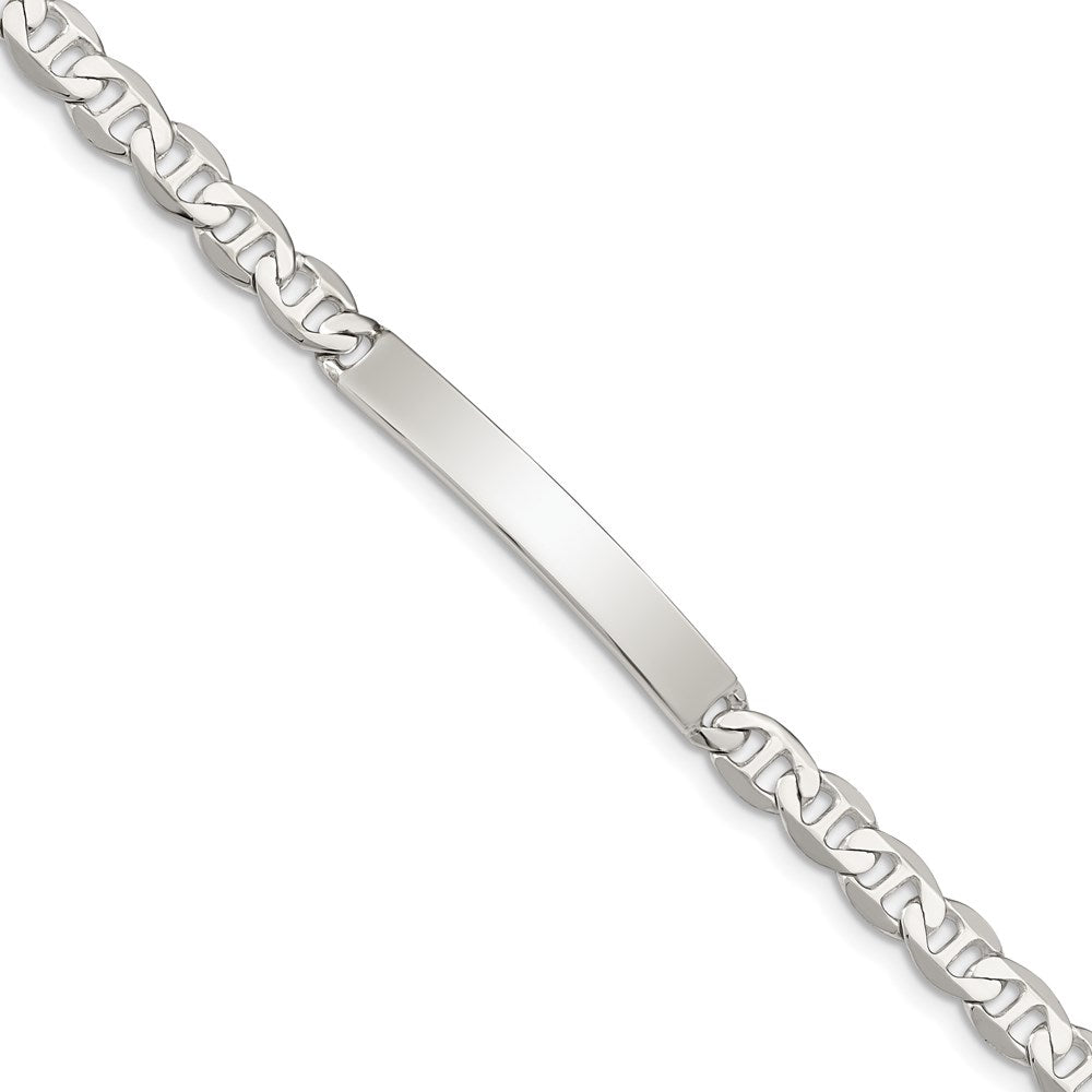 Sterling Silver 8inch Polished Engraveable Anchor Link ID Bracelet 8 inches