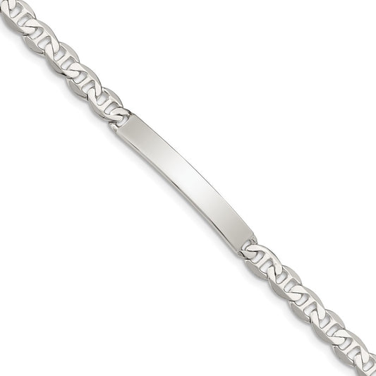 Sterling Silver 8inch Polished Engraveable Anchor Link ID Bracelet 8 inches