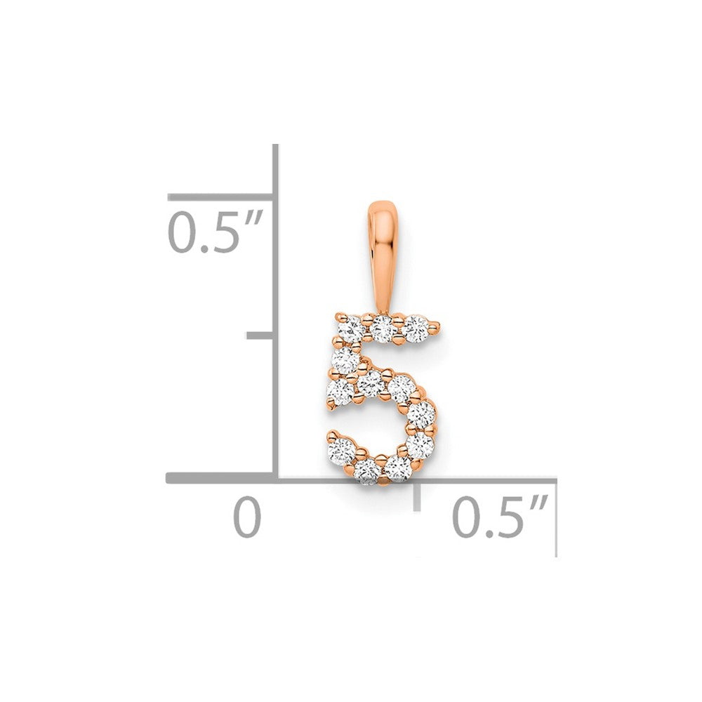 14k Rose Gold Diamond Number 5 Pendant
